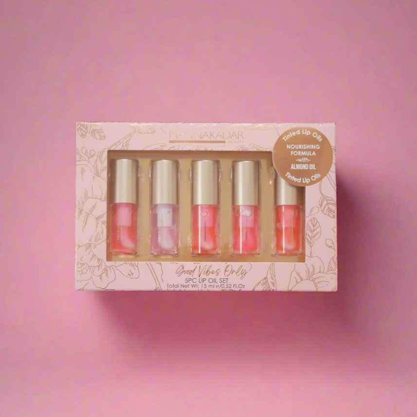 Good Vibes Only Lip Oil Set with Almond Oil – Manna Kadar Cosmetics