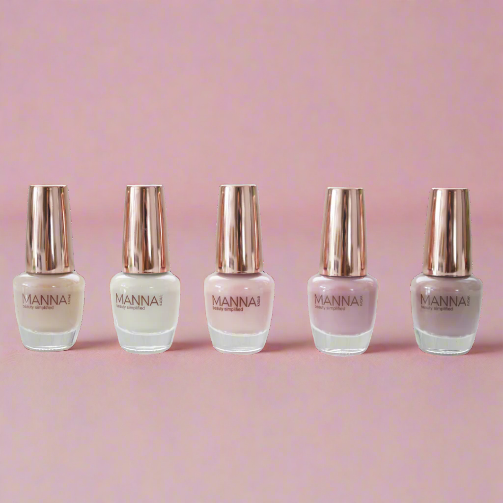 Manna Kadar nail polish in shades of pink and nude