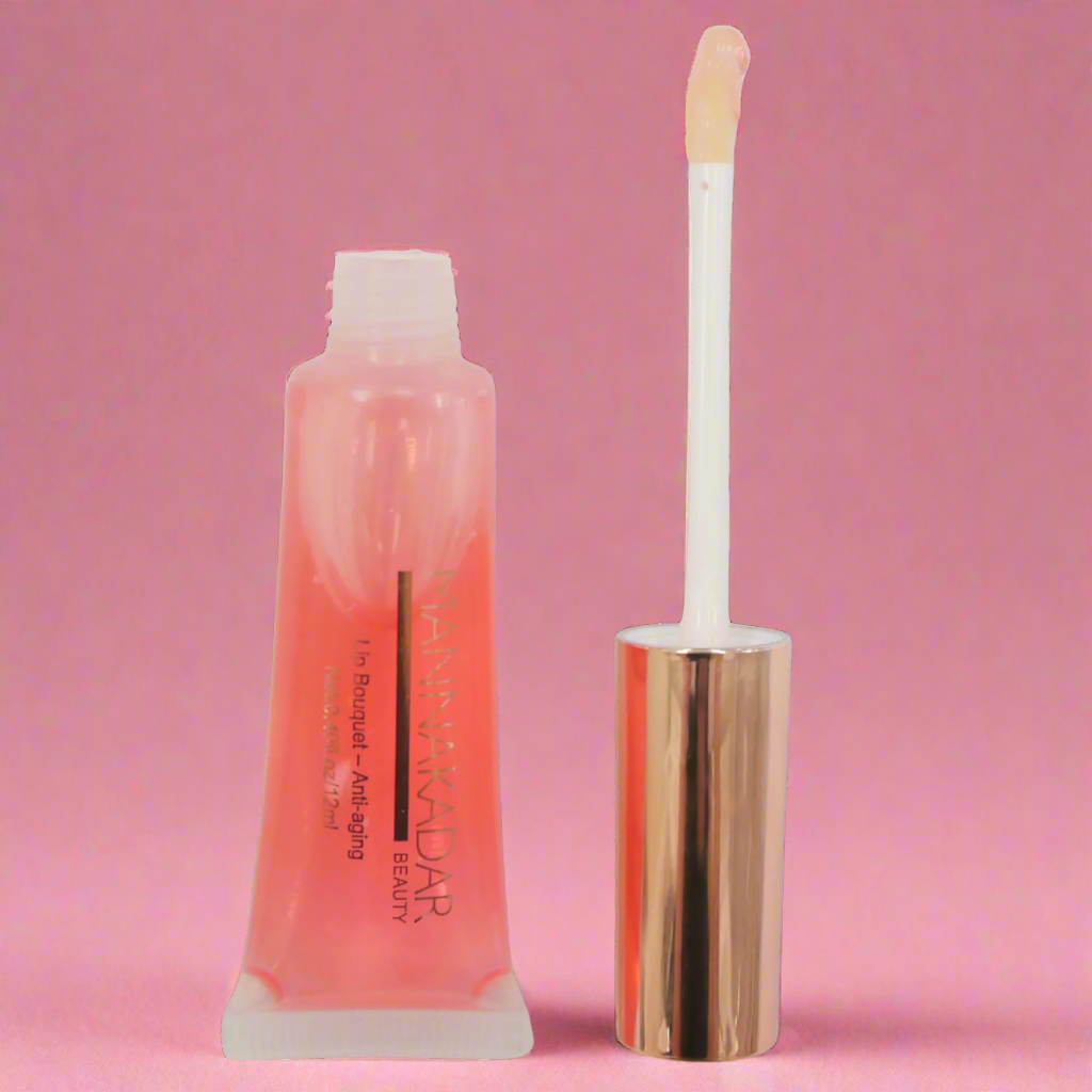 Manna Kadar Anti aging Lip Balm on pink background