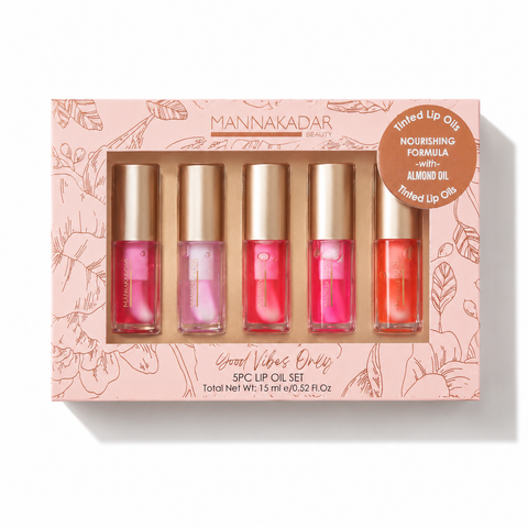 Good Vibes Only Lip Oil Set with Almond Oil – Manna Kadar Cosmetics