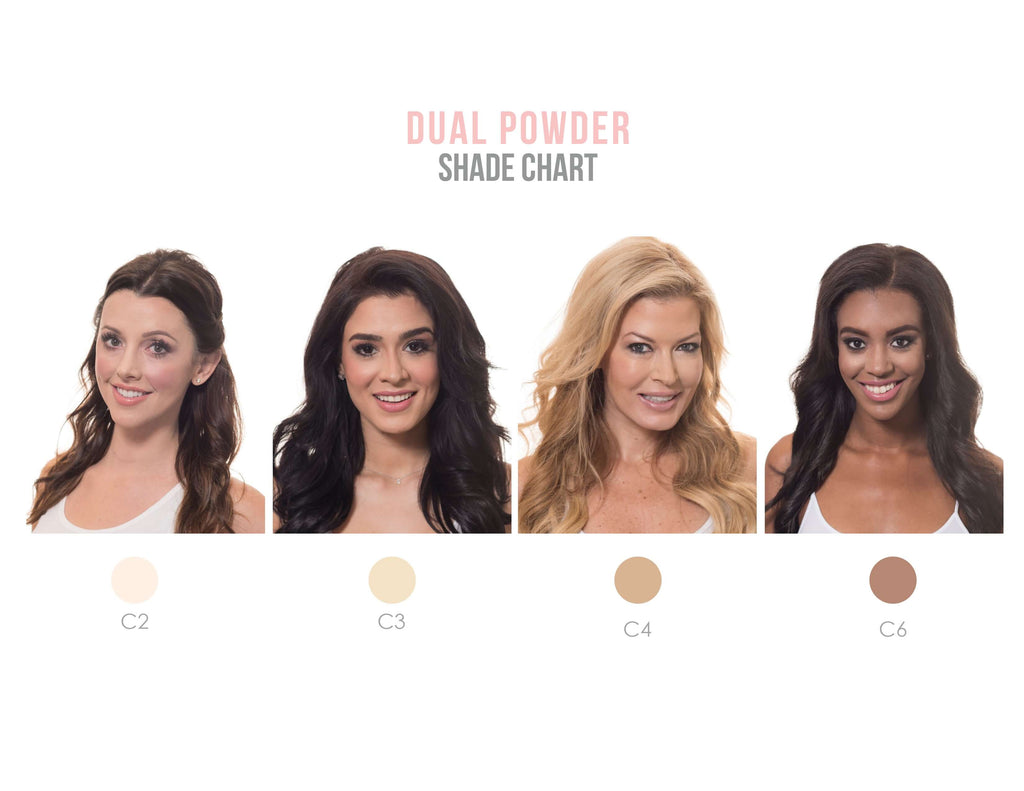 Flawless Finish Dual Powder Manna Kadar Model Shade Chart from Lightest to Darkest